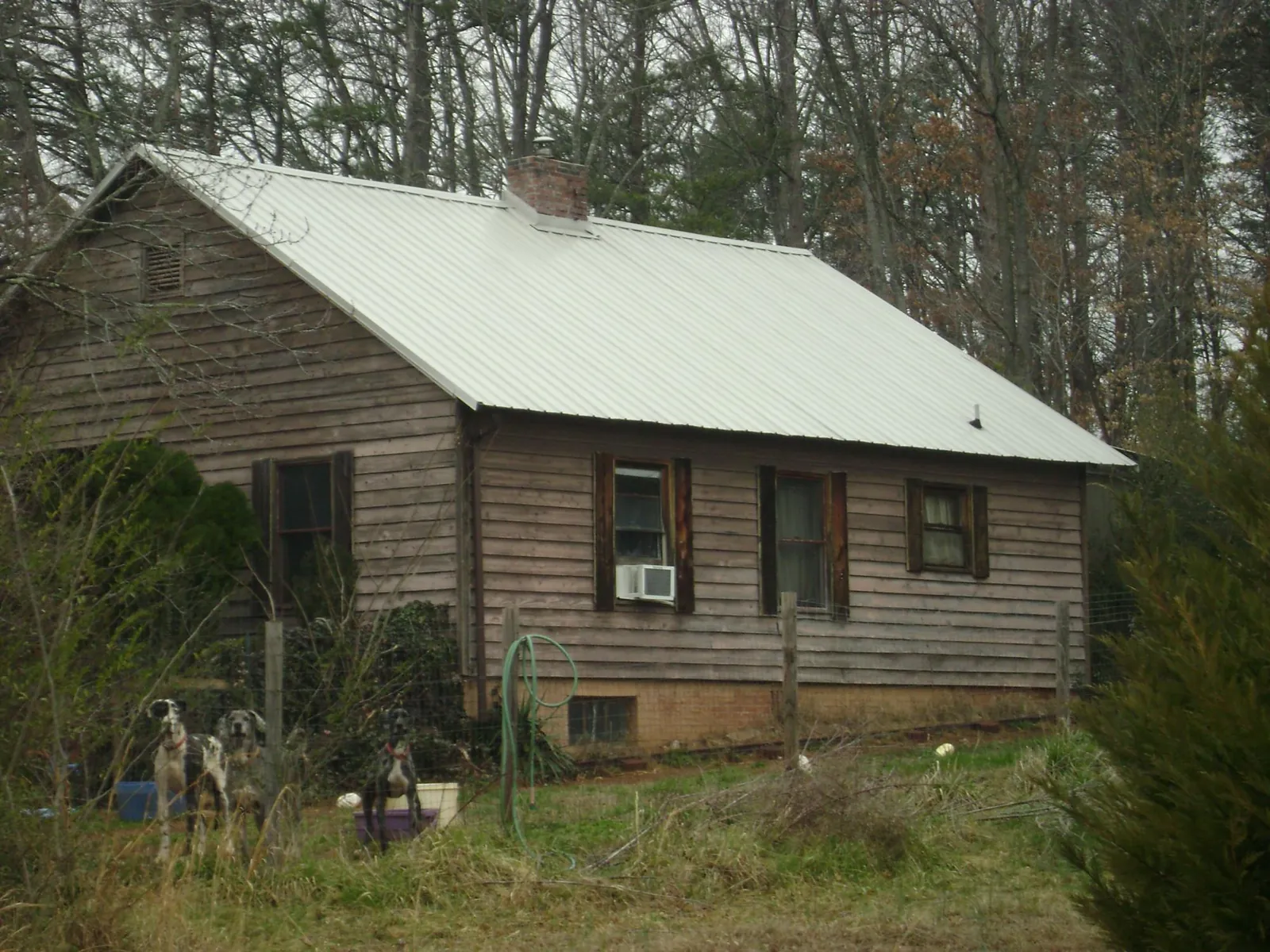 White metal roof on an old wood sided farmhouse, from a Metal Roof Installation job in Coulee Dam